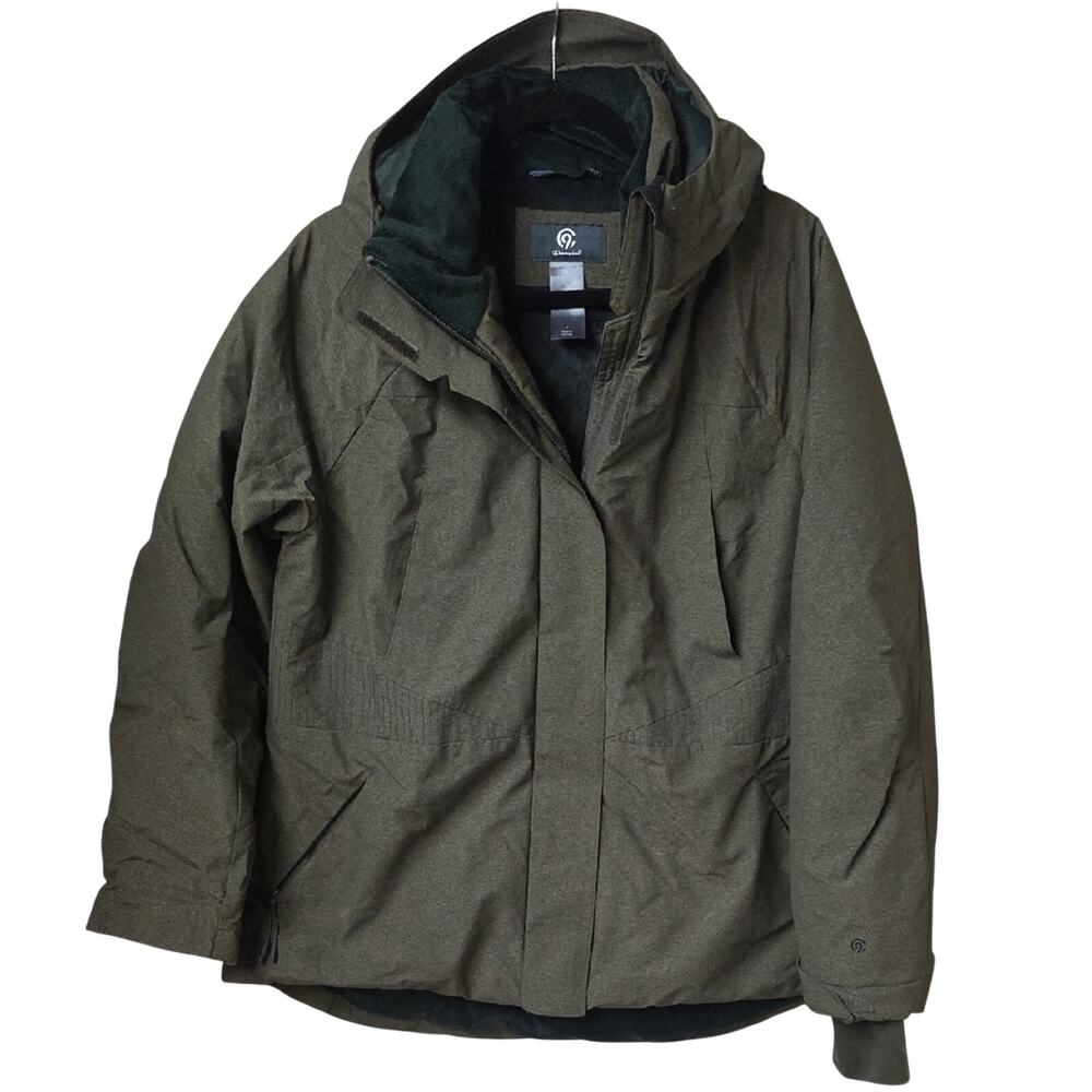 Champion C9 Olive Green Hooded Heavy Duty Ski Jacket Womens Size Large